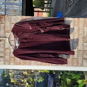 Women's Chocolate Brown Valore Ribbed Shirt with Tear Drop Neck Line